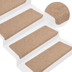 vidaXL Tapis d'escalier auto-adhésifs 15 Pièces 65x24 5x3 5 cm Beige