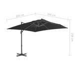 vidaXL Parasol déporté avec mât en aluminium 3x3 m noir