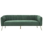 Canapé rétro - 3 places - Velours bleu vert - Style chic - 207 x 87 x 77 cm - MATHIS - Structure bois massif