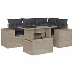 vidaXL Salon de jardin 5 Pièces avec coussins gris clair résine tressée