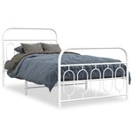 vidaXL Cadre de lit métal avec tête de lit/pied de lit blanc 107x203cm