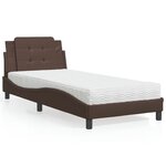 vidaXL Lit avec matelas marron 90x200 cm similicuir