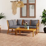 vidaXL Salon de jardin 4 Pièces avec coussin Bois d'acacia solide