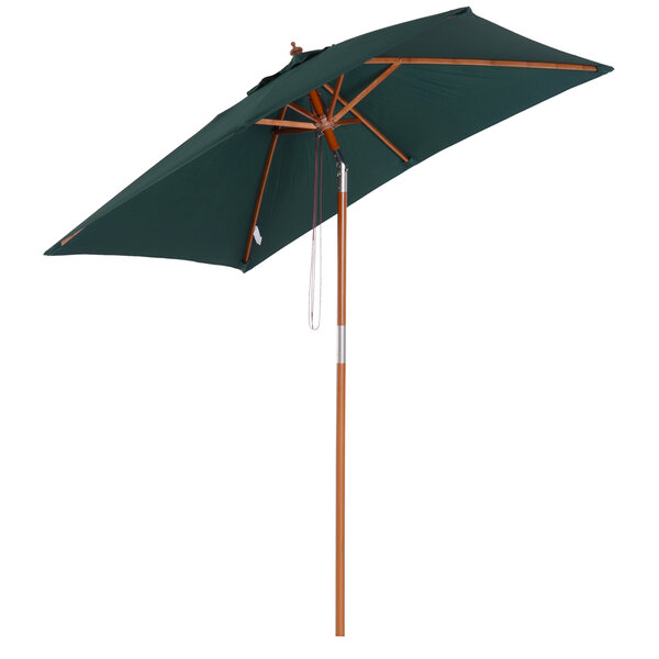 Parasol rectangulaire inclinable bois polyester haute densité 2L x 1 5l x 2 3H m vert foncé
