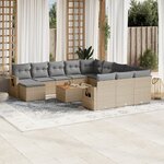 vidaXL Salon de jardin et coussins 13 Pièces mélange beige résine tressée