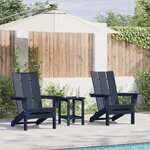 Ensemble de salon de jardin 3 pièces vidaXL bleu marine HDPE
