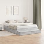 vidaXL Cadre de lit de rangement Gris Sonoma 140x200 cm