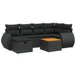 vidaXL Salon de jardin 7 Pièces avec coussins noir résine tressée
