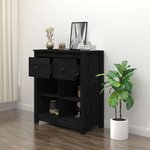 vidaXL Buffet Noir 70x35x80 cm Bois massif de pin