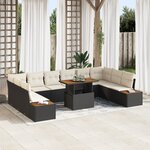 Ensemble de Canapé de Jardin 11 pièces avec Coussins Noir Poly Rattan