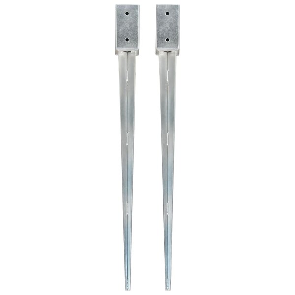 vidaXL Piquets au sol 2 Pièces Argenté 7x7x90 cm Acier galvanisé