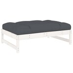 vidaXL Salon de jardin 5 Pièces avec coussins blanc bois massif