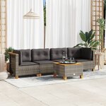 vidaXL Salon de jardin 5 Pièces avec coussins gris résine tressée