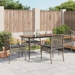 vidaXL Ensemble à manger de jardin 5 Pièces coussins gris résine tressée