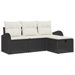 vidaXL Ensemble de Canapé de Jardin 4 Pièces avec Coussins Noir Poly Rattan