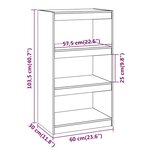 vidaXL Bibliothèque/Séparateur de pièce Gris 60x30x103 5 cm Pin massif