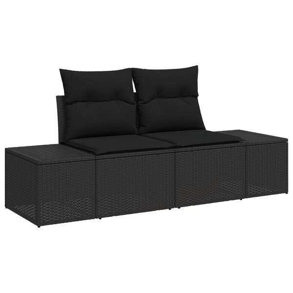 vidaXL Ensemble de canapé de jardin 6 pièces avec coussins noir poly rotin acacia