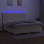 vidaXL Sommier à lattes de lit et matelas et LED Crème 200x200cm Tissu
