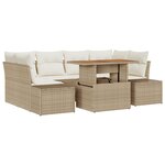vidaXL Ensemble de jardin de 7 pièces avec coussins beige poly rotin