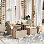 vidaXL Salon de jardin avec coussins 6 Pièces beige résine tressée