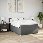 vidaXL Sommier à lattes de lit avec matelas Gris foncé 140x190cm Tissu