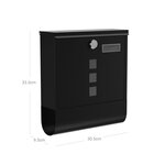 Boîte aux lettres murale avec serrure avec cache fenêtres de visualisation emplacement pour nom rouleau pour journaux facile à installer noir 12_0001641