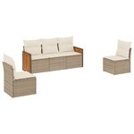 vidaXL Salon de jardin avec coussins 5 Pièces beige résine tressée