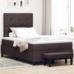 vidaXL Lit à ressorts avec Matelas & Banc Marron Foncé 120x200 cm Tissu