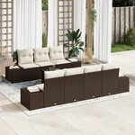 vidaXL Ensemble de canapé de jardin 8 pièces avec coussins marron en poly rattan