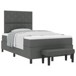 vidaXL Lit à ressorts avec matelas et banc gris foncé 120x200 cm en tissu