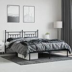 vidaXL Cadre de lit métal sans matelas et tête de lit noir 160x200 cm