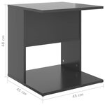 vidaXL Table d'appoint gris brillant 45x45x48 cm bois d'ingénierie