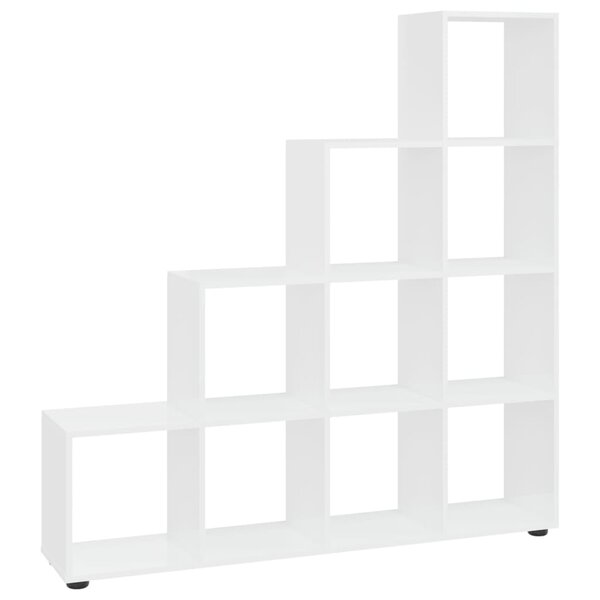 vidaXL Bibliothèque escalier Blanc brillant 142 cm Bois d'ingénierie