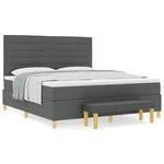 vidaXL Lit à ressorts avec matelas et banc Gris foncé 180x200 cm Tissu