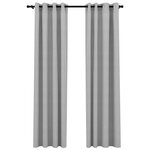 vidaXL Rideaux occultants Aspect lin avec œillets 2 Pièces Gris 140x245cm