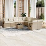 vidaXL Salon de jardin 11 Pièces avec coussins beige résine tressée