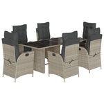 vidaXL Ensemble à manger de jardin et coussins 7 Pièces gris clair rotin