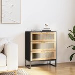 vidaXL Buffet noir 60x30x75 cm bois d'ingénierie