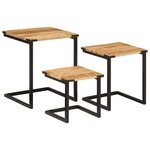 vidaXL Tables basses gigognes 3 Pièces bois massif de manguier et fer