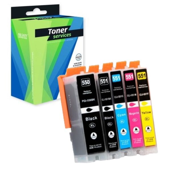 Compatible Canon PGI550XL/CLI551XL Pk 5 Cartouches Noir/Coul (6509B009)