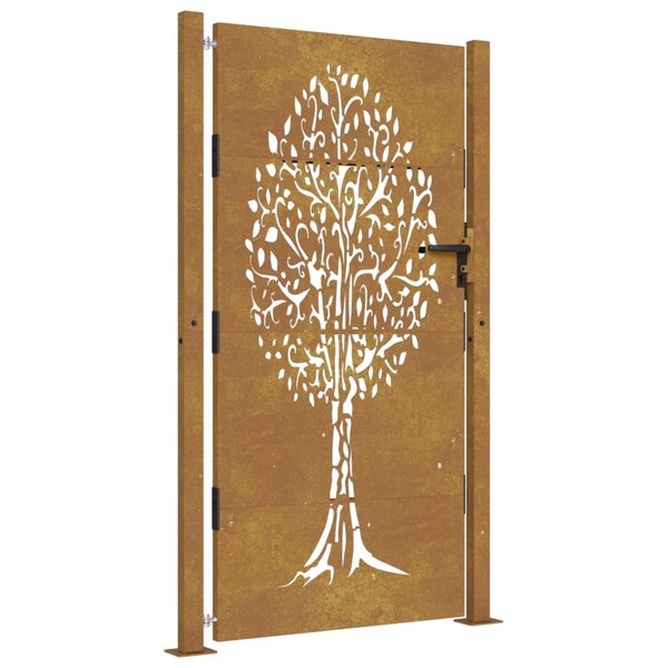vidaXL Portail de jardin 105x180 cm acier corten conception de l'arbre