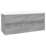 vidaXL Meuble lavabo avec bassin intégré Sonoma gris Bois d'ingénierie