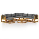vidaXL Salon de jardin 9 Pièces avec coussin Bois d'acacia solide