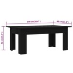 vidaXL Table basse Noir 100x60x42 cm Bois d’ingénierie