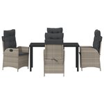 vidaXL Ensemble de jardin 5 pièces avec coussins Gris clair Poly rotin
