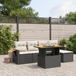 vidaXL Salon de jardin 6 Pièces avec coussins noir résine tressée