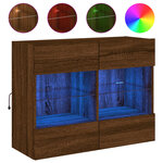 vidaXL Meuble TV mural avec lumières LED chêne marron 78 5x30x60 5 cm
