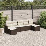 vidaXL Salon de jardin avec coussins 7 Pièces marron résine tressée