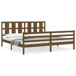 vidaXL Cadre de lit avec tête de lit marron miel 200x200cm bois massif