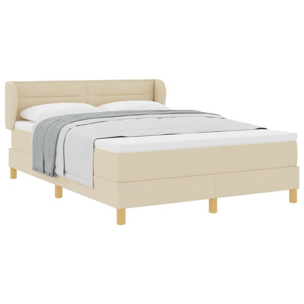 Lit Box Spring avec Matelas - Crème  140x190 cm  Tissu